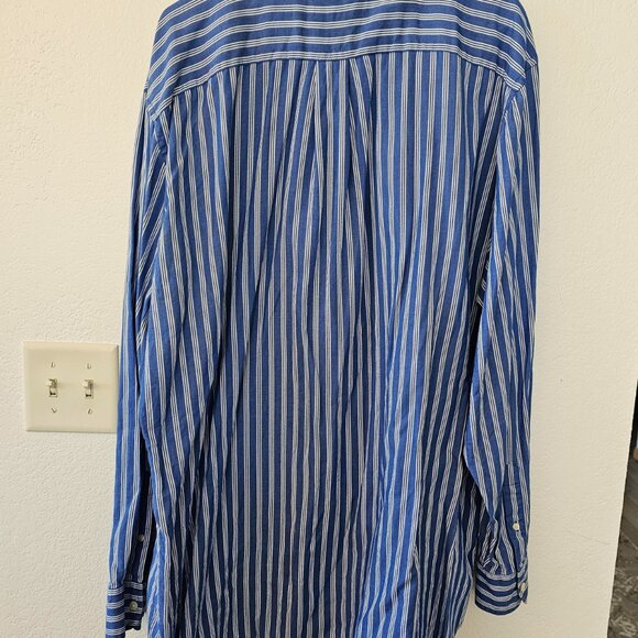 CHAPS Men's XXL Blue Striped Shirt 100% Cotton Long Sleeves Button Down - Picture 2 of 5